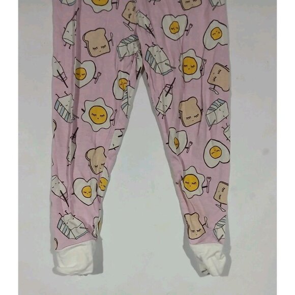 Little Sleepies Pajamas PJs Size 12-18 Months Pink Eggs Milk Breakfast Bamboo - Picture 4 of 7